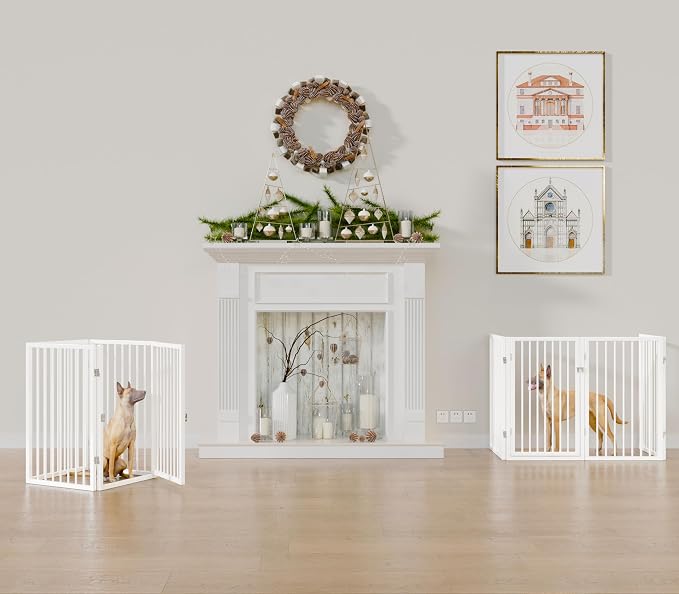 Vantas Folding No-Assembly Metal Pet Gate 80" Wide, Freestanding Accordion - Image 3