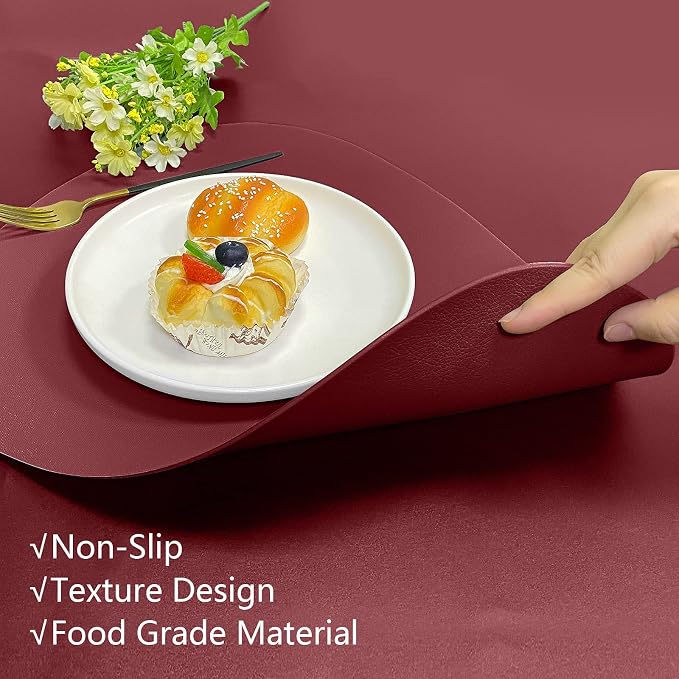 Herda Burgundy Placemats Set of 4 - Image 4