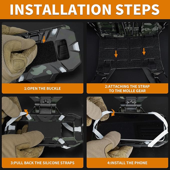 Tactical Molle Phone Holder for Plate Carrier Vest, Quick Release & Adjustable - Image 4