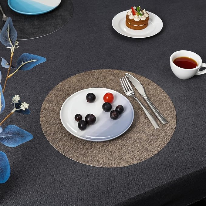 Myir JUN Round Placemats Dual Sided, Faux Leather Place Mats Set of 4 Indoor - Image 8