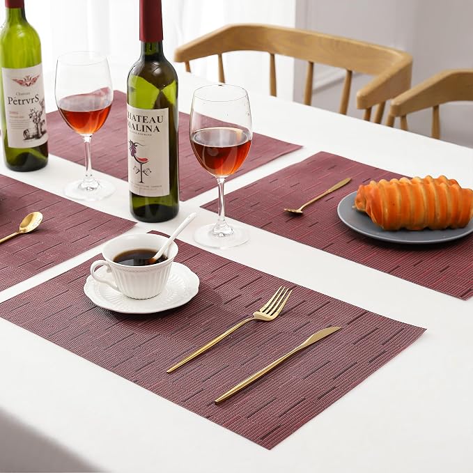 Leetaltree Burgundy Placemats Set of 8 - Image 7