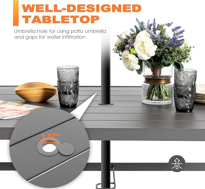 NUU GARDEN Outdoor 61" x 37" Rectangle Dining Table - Image 7