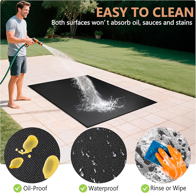Grill Pad Floor Mat, 60x40 Inch Fiberglass with Silicone Coating