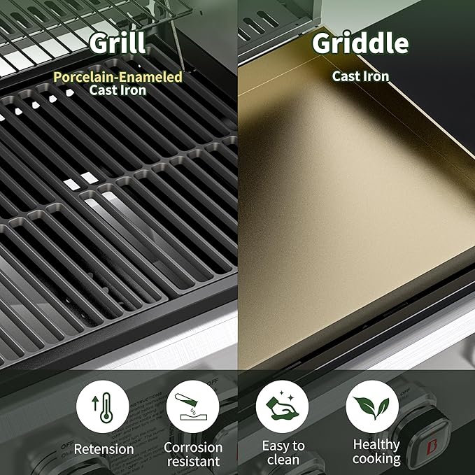 Brand-Man Griddle Grill Combo 6-Burner, 2 in 1 Versatile Propane Gas Grill and - Image 2