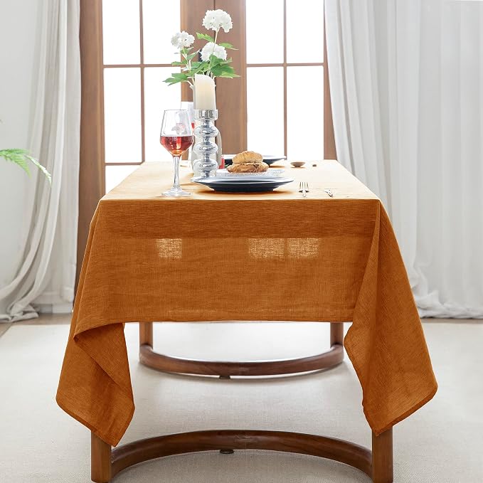 EVERLY 100% Pure Linen Rectangle Tablecloths 60x108Inches - Image 4