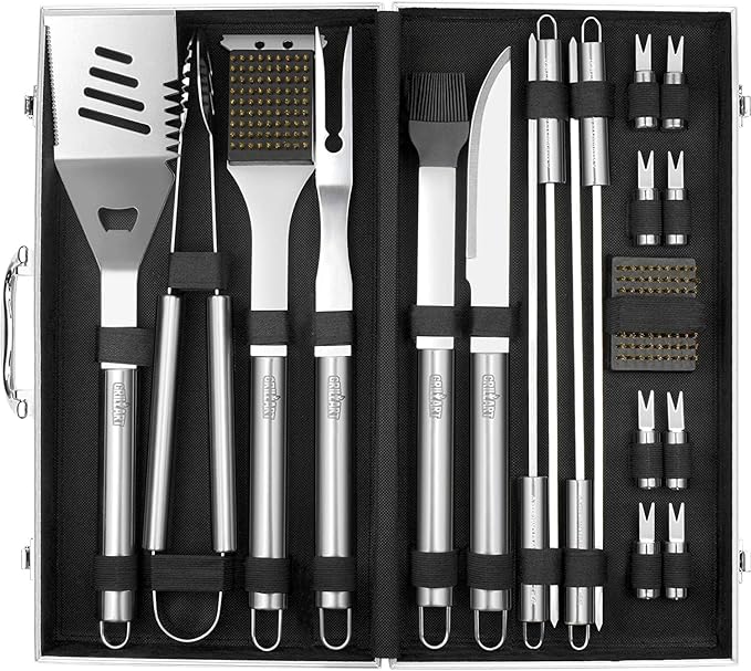 GRILLART BBQ Grill Utensil Tools Set Reinforced BBQ Tongs 19-Piece - Image 4