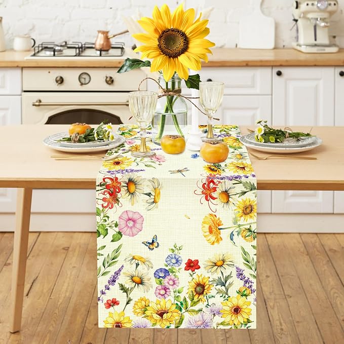 Tulip Lavender Spring Table Runner, Summer Seasonal Holiday Anniversary Kitchen - Image 7