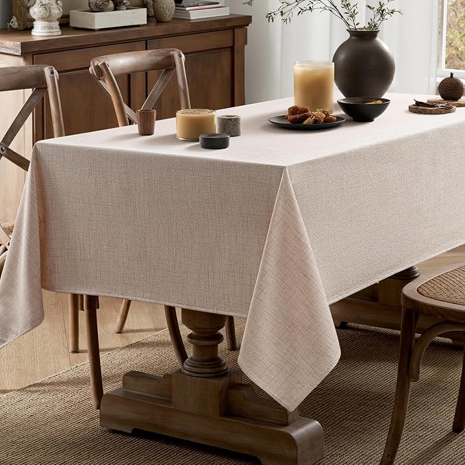 MIULEE Natural Linen Polyester Tablecloth 60x84 Inch Spring Rectangle Table - Image 5