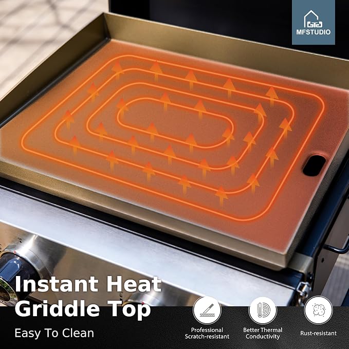 MFSTUDIO Small Portable Propane Griddle, 2 In 1 Gas BBQ Travel Grill - Image 4