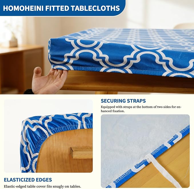Rectangle Picnic Table Cloth, Elastic Waterproof Fitted Vinyl Tablecloths - Image 2