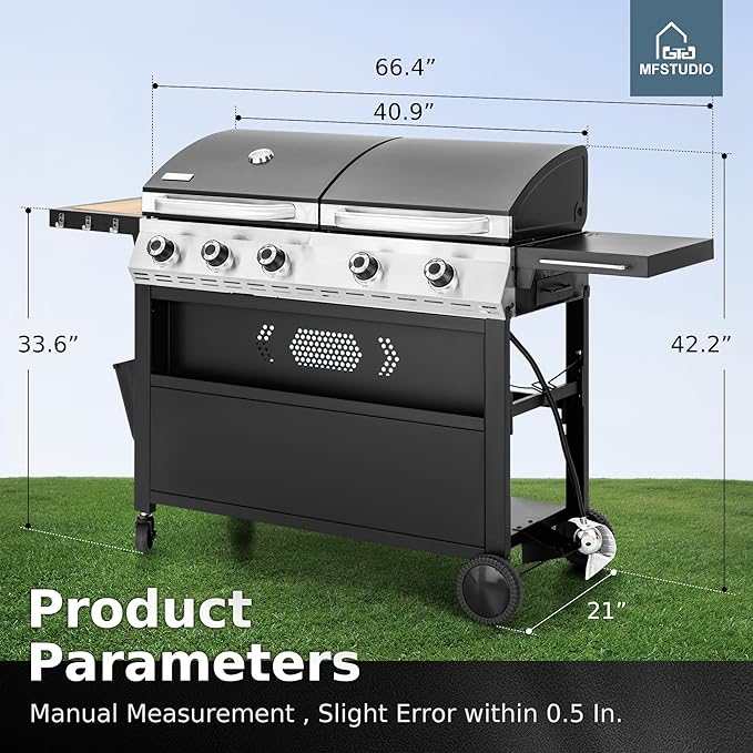 MFSTUDIO 5 Burner Gas Grill Griddle Combo - Image 9