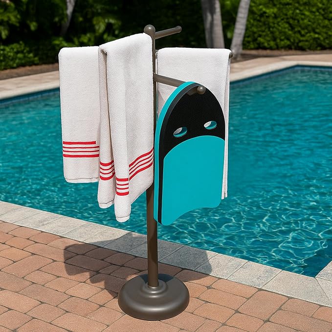 Portable Pool Towel Rack – Rustproof PVC Bars Portable Outdoor Towel Drying - Image 9