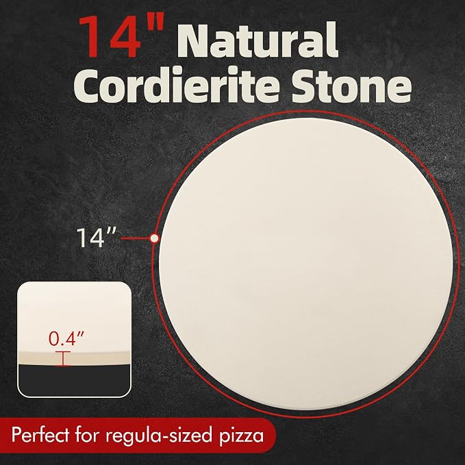 14" Round Pizza Stone, Heavy Duty Cordierite Pizza Pan - Image 4