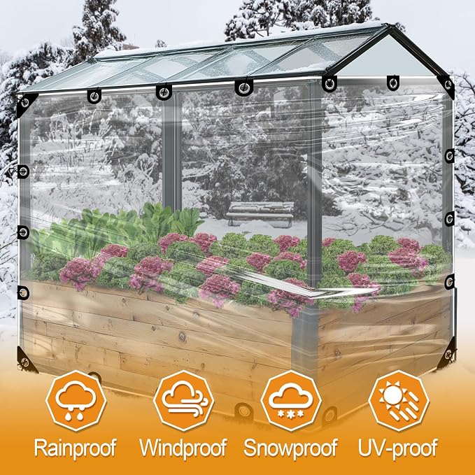 6.6x10ft Anti-Tear Clear Tarp Waterproof - Image 5