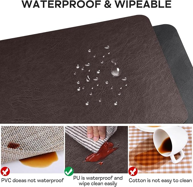 Faux Leather Placemats Set of 6 Table Mats Heat Resistant Reversible Place Mats - Image 4