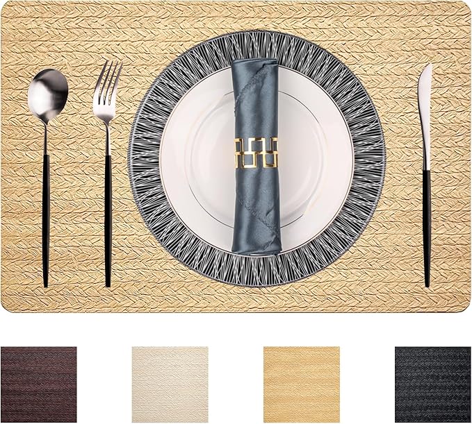 PIGCHCY Waterproof PVC Place Mats Set of 6, Non-Slip Faux Leather Placemats by PIGCHCY
