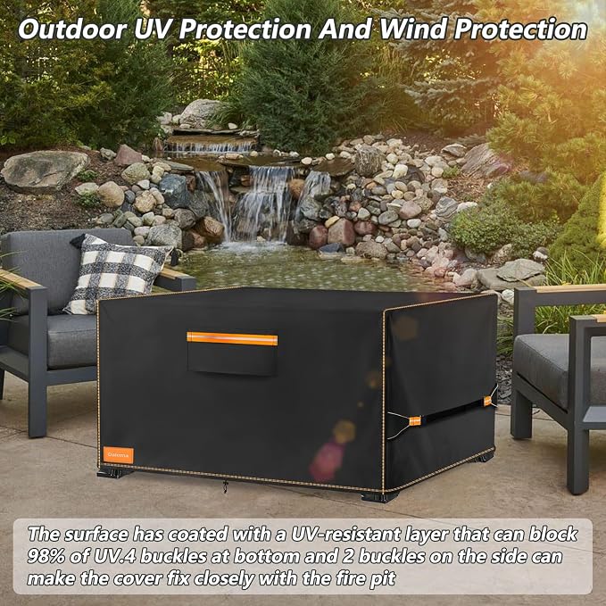Fire Pit Cover, Outdoor Heavy Duty 600D 100% Waterproof Fire Pit Cover - Image 5