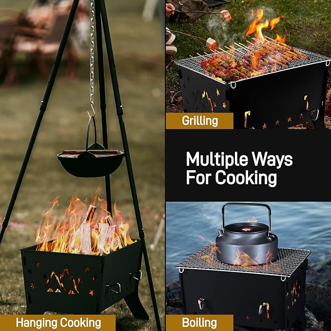 Odoland Camping Grill Portable Folding Charcoal Grills Backpacking BBQ Grill - Image 6