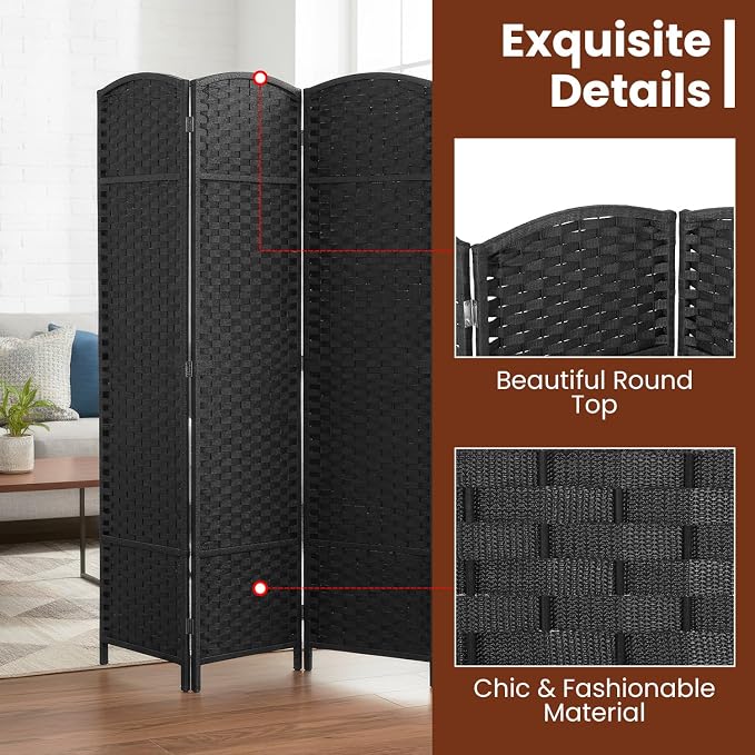 FDW Room Divider 4 Panel Screen 5.6 Ft Tall Partition Privacy Screens Folding - Image 3