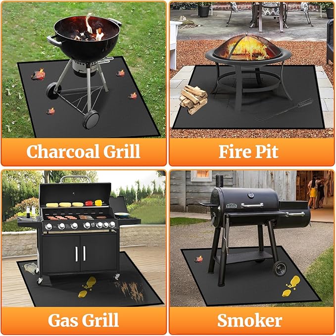 Grill Pads Floor Mat 30 Inch Fiberglass Silicone Coated Fireproof Waterproof