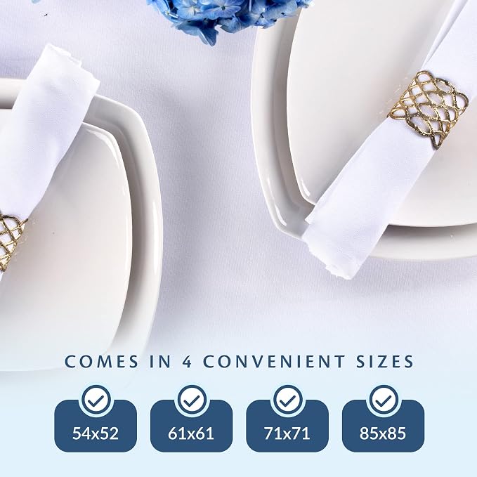 White Restaurant Quality Square 85" X 85" Tablecloths Bulk 6 Pack - Image 6