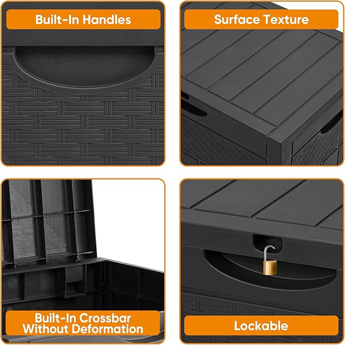 ZYJOYY 33 Gallon Resin Deck Box, Weatherproof Outdoor Storage Box - Image 3