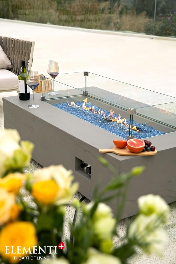 Elementi+ | Bundle Meteora Gas Fire Pit Cast Concrete 56" Rectangular Fire Table - Image 7
