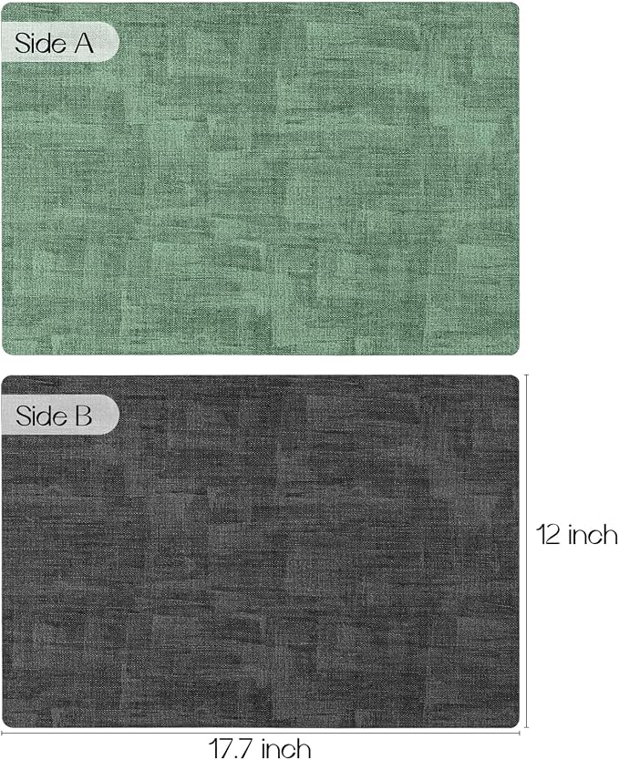Romanstile Reversible Vinyl Placemats Set of 6, Faux Leather 100% Waterproof - Image 2