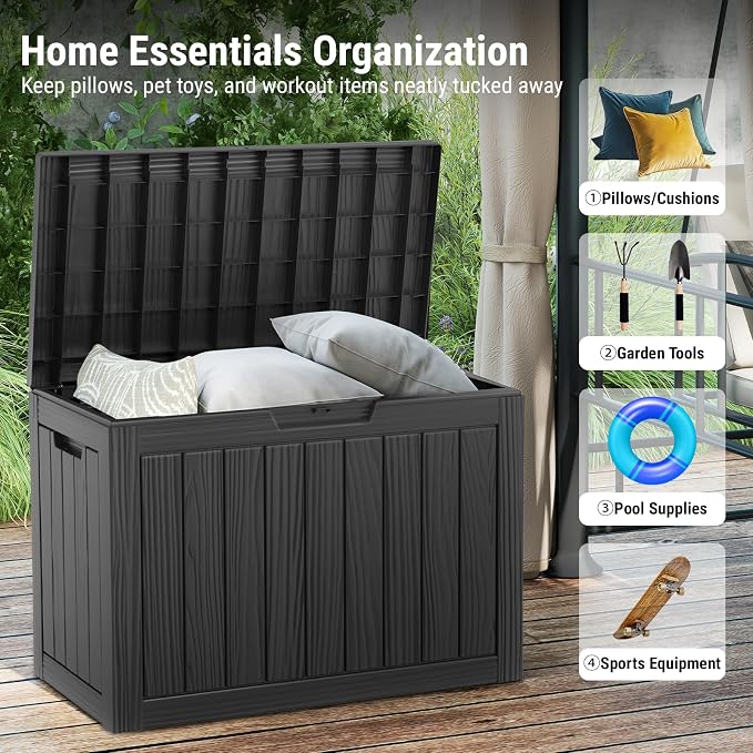 Mars Villa 45 Gallon Outdoor Storage Box, Resin Deck Box Waterproof, Storage - Image 4