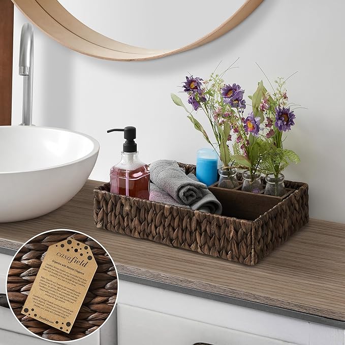 Casafield Set of 2 Bathroom Storage Baskets, Espresso - Image 2