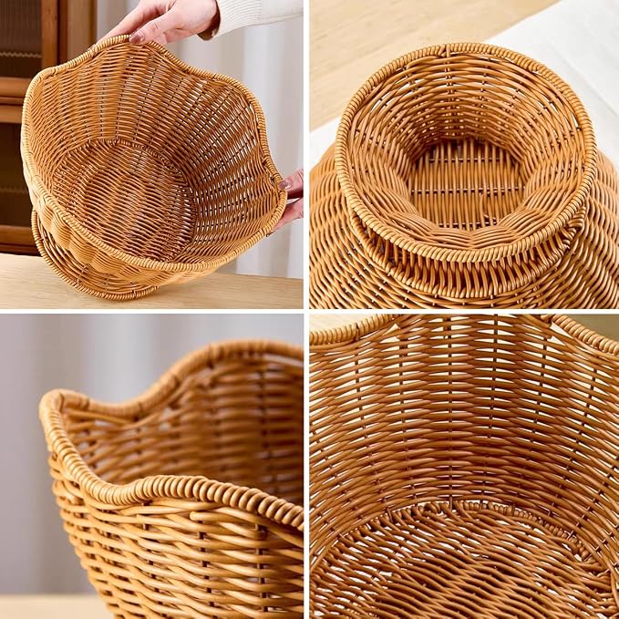RT&BS Round Woven Fruit Basket for Counter, Christmas Food Bowl, Eco-Friendly - Image 7