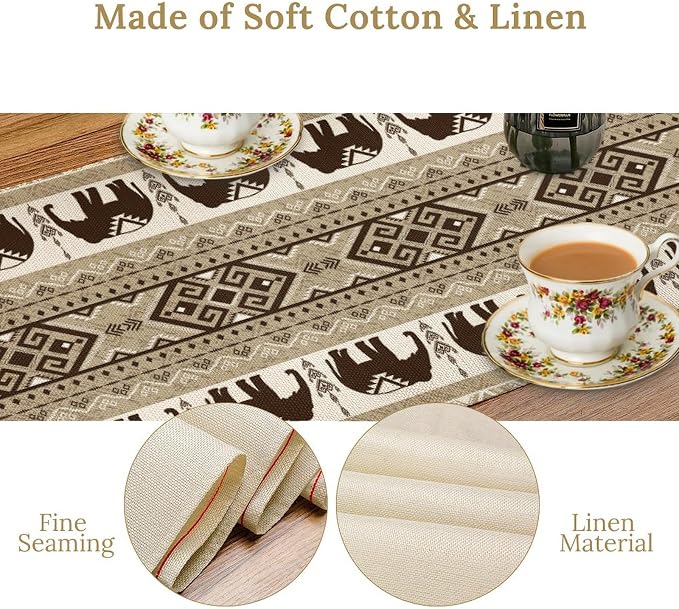 African Tribal Table Runner, Rustic Boho Elephants Diwali India Aztec Bohemian - Image 6