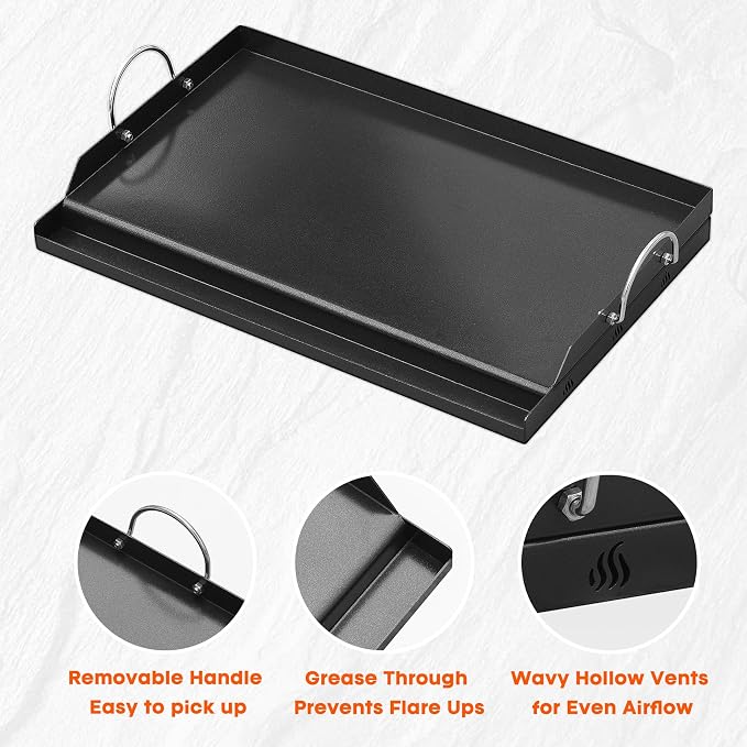 onlyfire Universal BBQ Griddle for Charcoal/Gas Grills, Ceramic Coated - Image 3