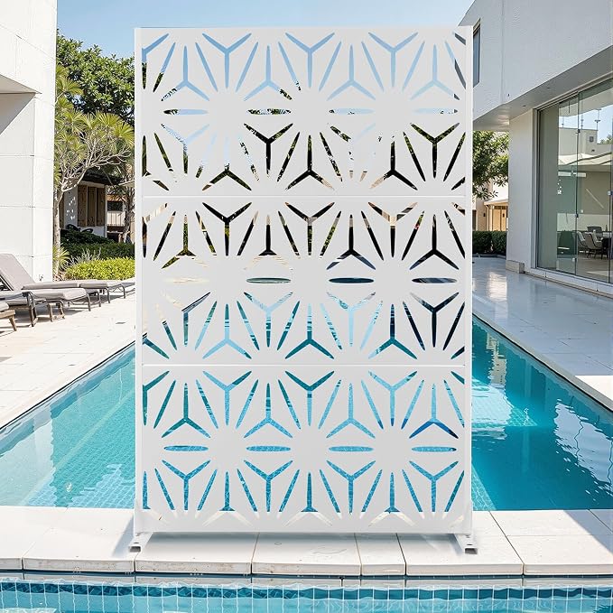 Metal Privacy Screen for Outdoor & Indoor Use, Free Standing Privacy Screen for by Unknown