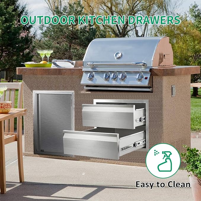 Outdoor Kitchen Drawers 18" W x 15" H x 23" D Stainless Steel Double Drawers - Image 5