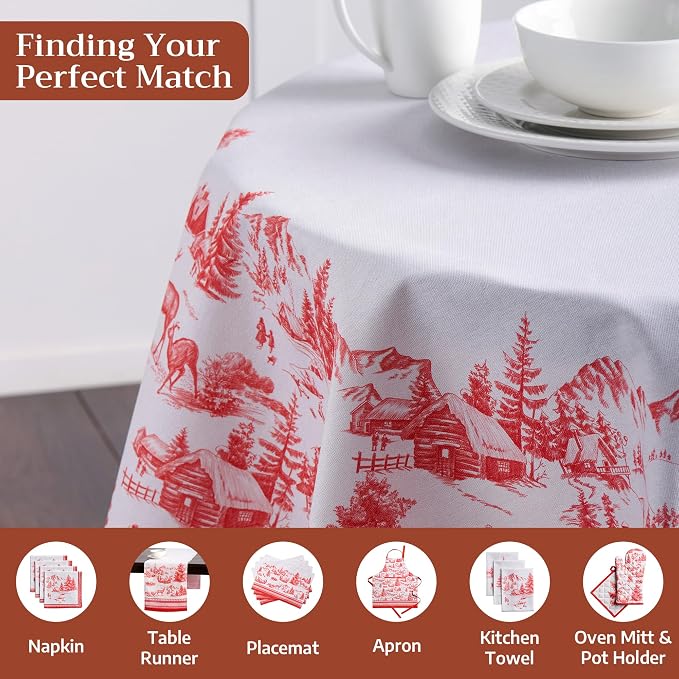 Maison d' Hermine Table Cloth Round Table 100% Cotton 63 Inches Fall Tablecloth - Image 4