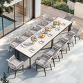 PURPLE LEAF 13 Pieces Patio Dining Set Aluminum Modern Rectangular Table and by PURPLELEAF