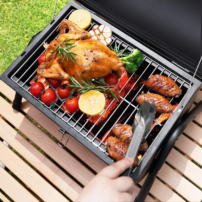 Portable Charcoal Grill, Tabletop Outdoor Barbecue Smoker, Small BBQ Grill - Image 4