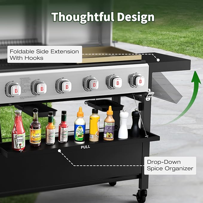 Brand-Man Griddle Grill Combo 6-Burner, 2 in 1 Versatile Propane Gas Grill and - Image 7