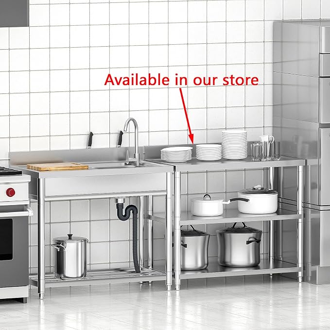 Free Standing Stainless-Steel Single Bowl Commercial Restaurant Kitchen Sink - Image 6