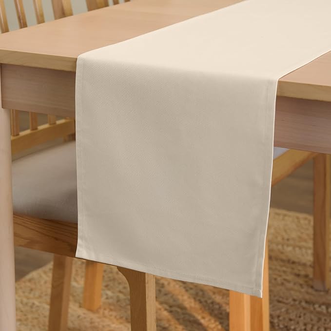 Encasa XO Table Runner 13"x48" Long | Cotton Canvas Fabric | Natural Solid by EncasaXO