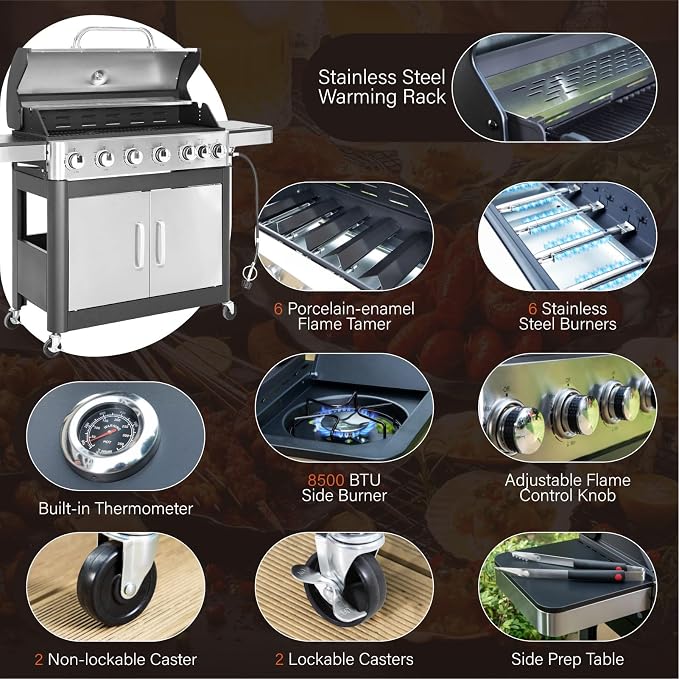 Sophia & William 6-Burner Propane Gas BBQ Grill - Image 5