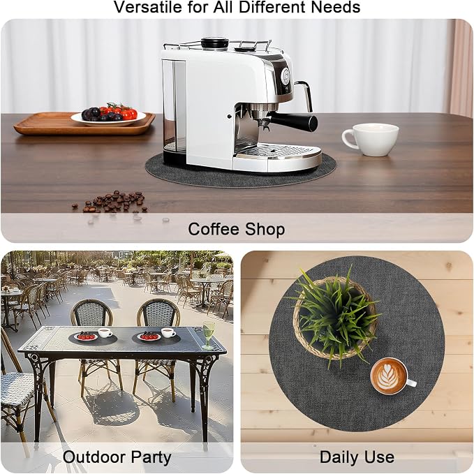 Myir JUN Round Placemats Dual Sided, Faux Leather Place Mats Set of 8 Indoor - Image 7