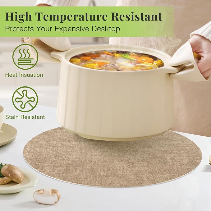 13-Inch Faux Leather Round Placemats Set of 12, Waterproof Anti-Slip Dual Sided - Image 3