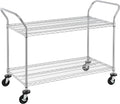Finnhomy 2-Tier Commercial Grade Rolling Cart, Heavy Duty Utility Cart by Finnhomy