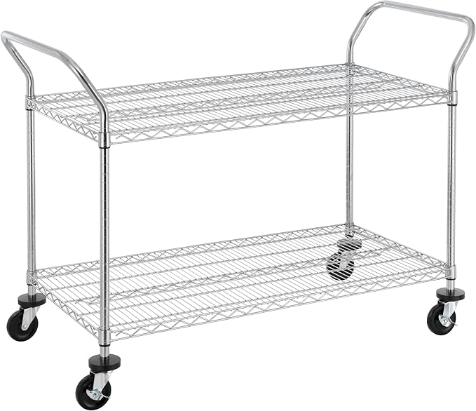 Finnhomy 2-Tier Commercial Grade Rolling Cart, Heavy Duty Utility Cart by Finnhomy