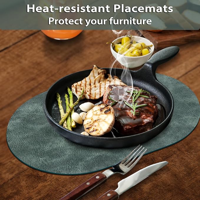 ADRIMER Placemats, Heat Resistant Oval Placemats Set of 4 Washable 12 x 17 Inch - Image 2