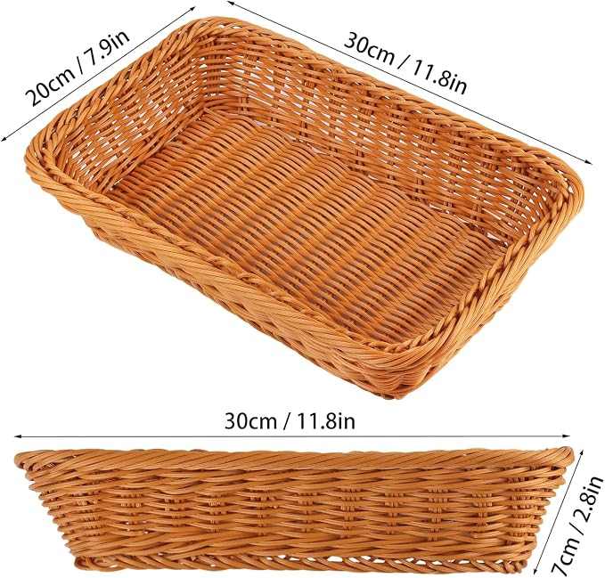 6 PCS 12x8 Inch Wicker Bread Basket, Woven Serving Basket, Tabletop Food - Image 2