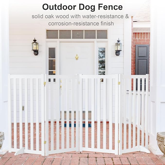 36" Height Extra Tall Freestanding Pet Gate, Solid Wood Folding Safety Fence - Image 7