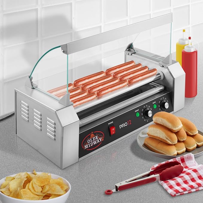 Olde Midway Electric 12 Hot Dog 5 Roller Grill Cooker Machine - Image 7